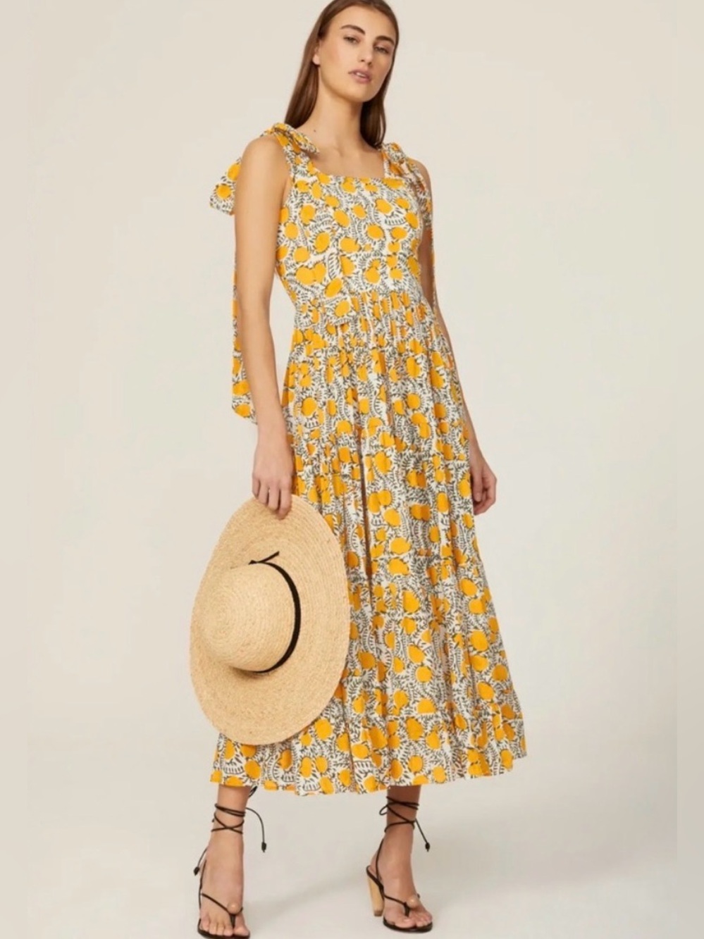 Millie Daphne Cotton Sundress in Citrus Yellow - EUC